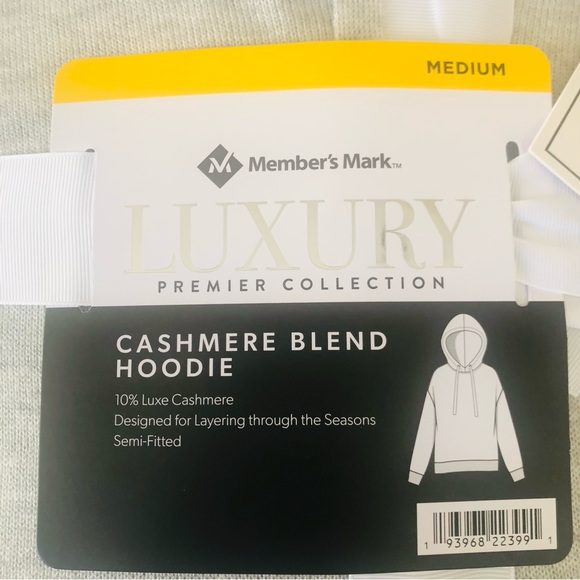 NWT New Member’s Mark Cashmere Blend Hoodie, Light Gray - Picture 6 of 8